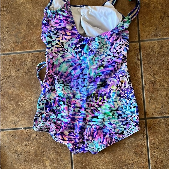 T.H.E. Swimwear Colorful Patterned Swimsuit Size 14 - Picture 4 of 5